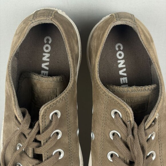 Converse Chuck Taylor All Star Leather Sneakers Womens 6 Taupe Tan Low Top - Picture 8 of 10